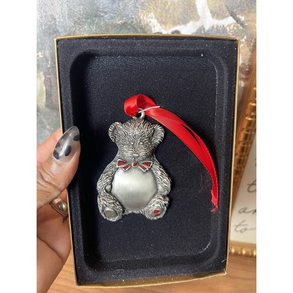 Things Remembered Other - Vintage Teddy Ornament Pewter Things Remembered Christmas Tree Decor Keepsake